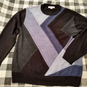 Vtg Pronto Uomo blue color block pullover  sz L abstract